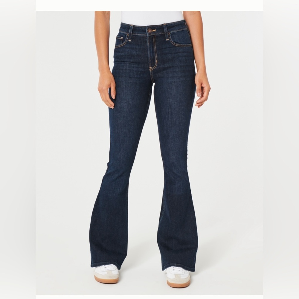 HOLLISTER Women’s/Juniors FLARE Denim Jeans Hi Rise Dark Wash Size 0/1 25 R NWT!